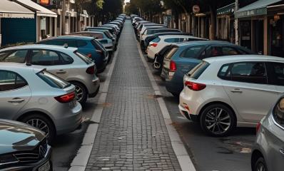 מכוניות רבות חונות בשתי שורות, הדמיית בינה מלאכותית: מרחב אונליין