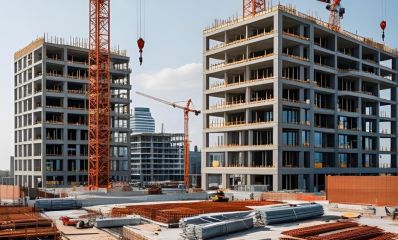 שני בניינים באתר בנייה עם מנופים, הדמיית בינה מאלרותית: מרחב אונליין