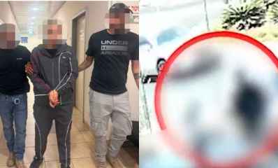 תיעוד מצלמת אבטחה ותמונה ממעצר החשוד, צילום: משטרה